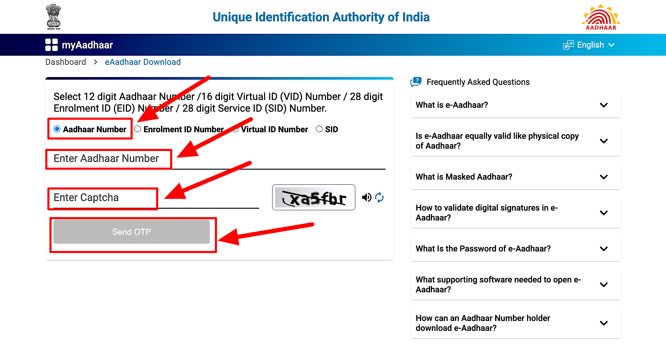 Download Aadhar Through AadhaAr Number
