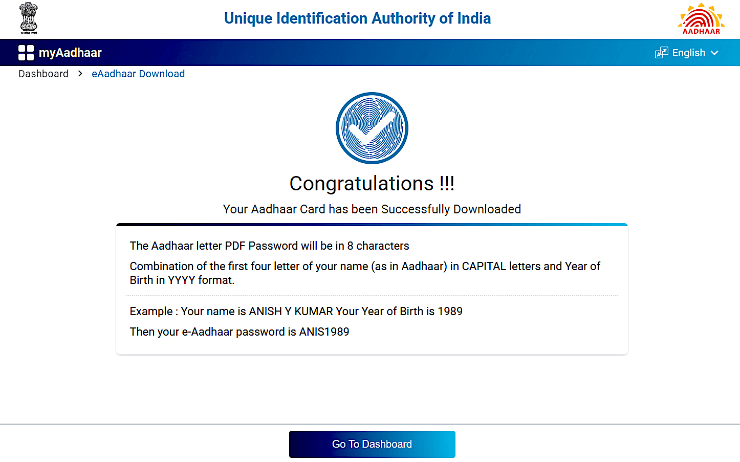 Aadhar card download pdf