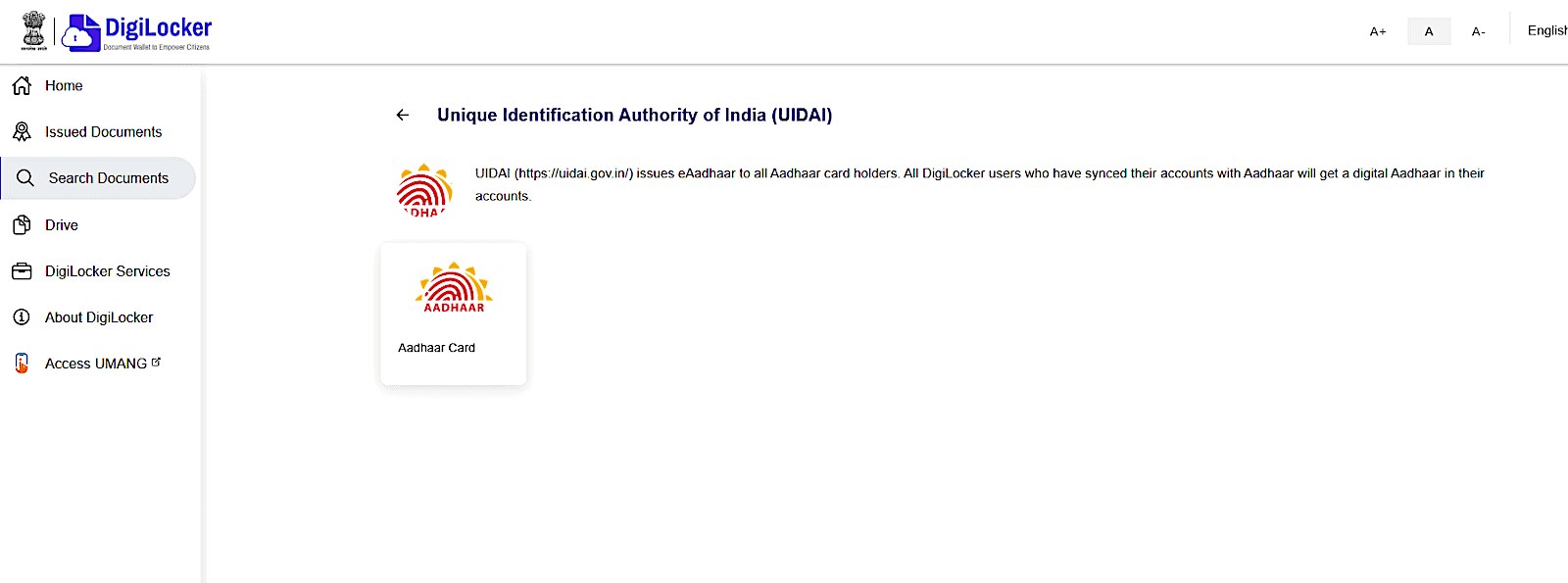 download Aadhaar From DigiLocker